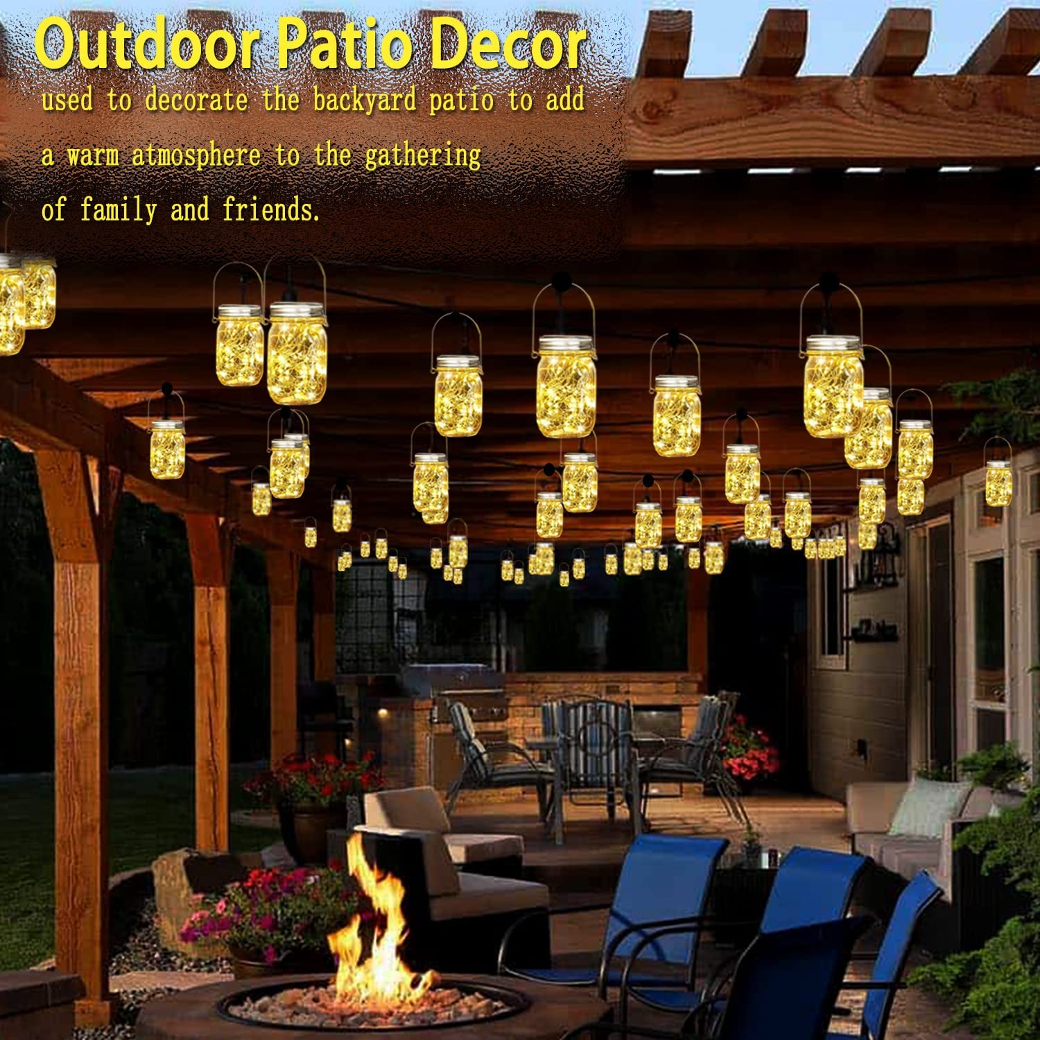 Custom Wedding Umbrellas 8 Pack Outdoor Solar Lantern 30LED Mason Jar Lights Sol - Image 3