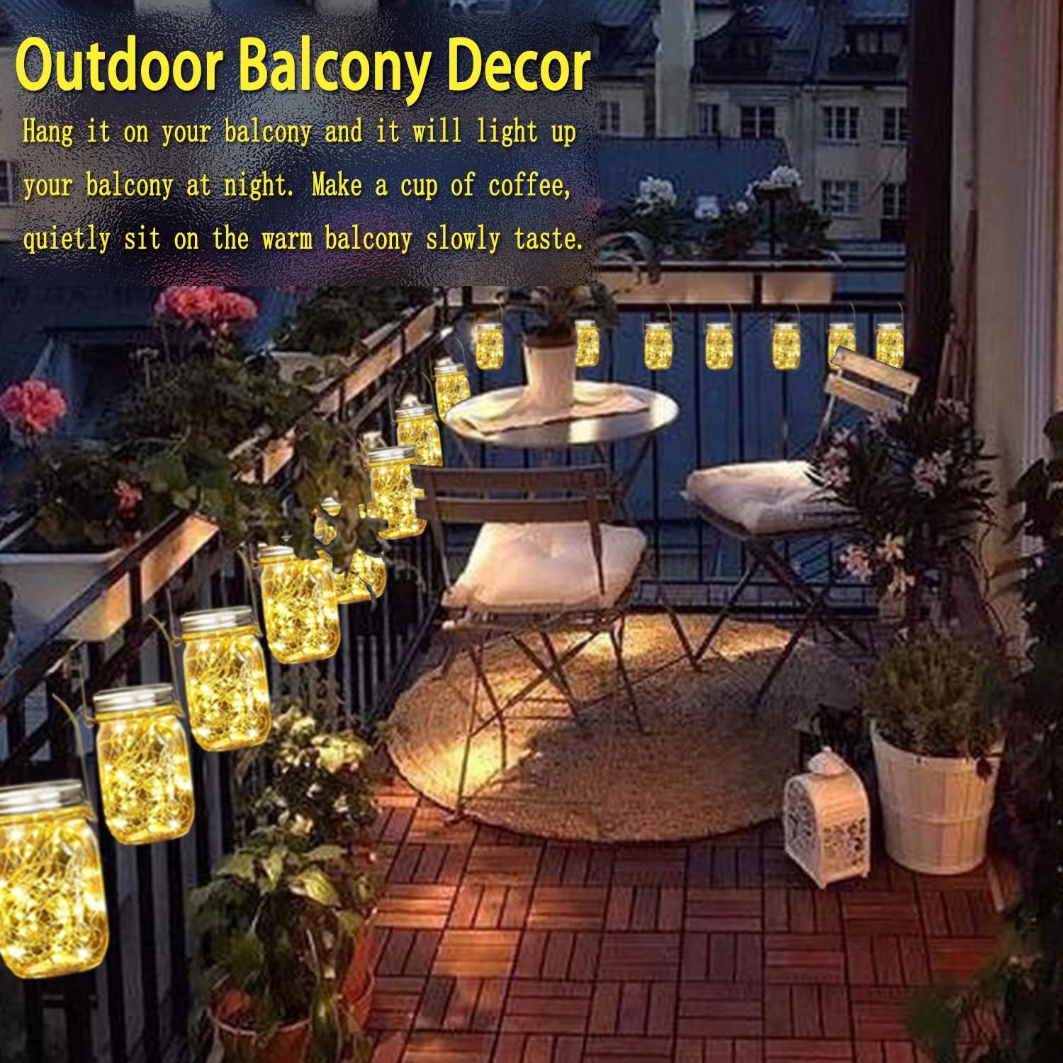Custom Wedding Umbrellas 8 Pack Outdoor Solar Lantern 30LED Mason Jar Lights Sol - Image 6