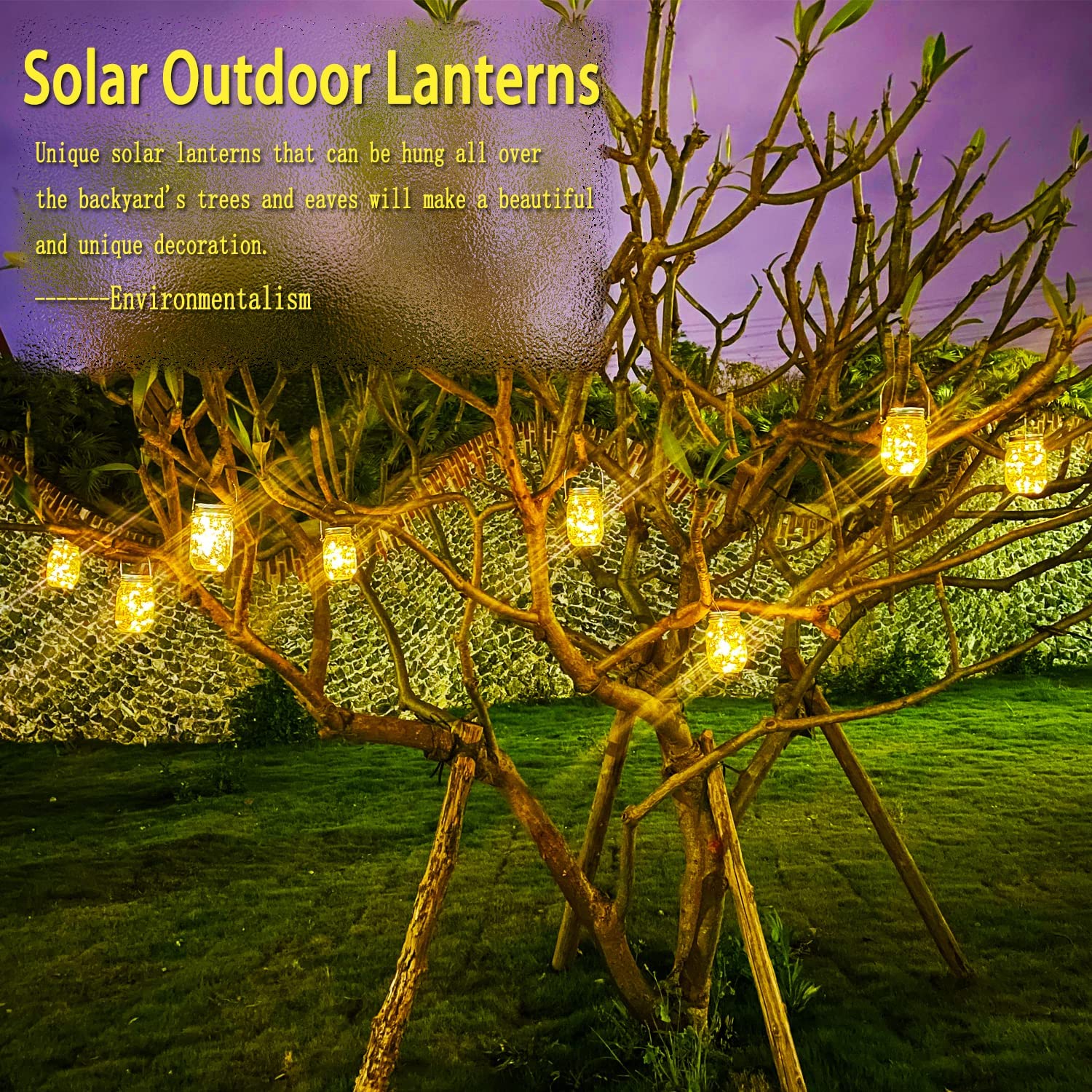 Custom Wedding Umbrellas 8 Pack Outdoor Solar Lantern 30LED Mason Jar Lights Sol - Image 7