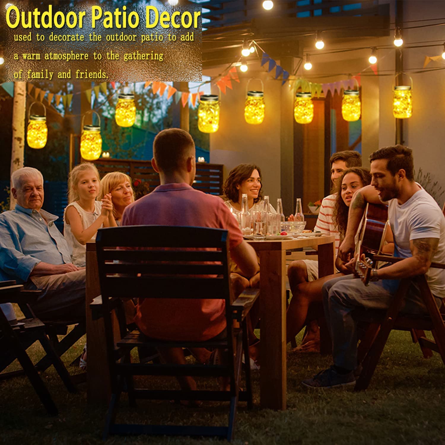 Custom Wedding Umbrellas 8 Pack Outdoor Solar Lantern 30LED Mason Jar Lights Sol - Image 8