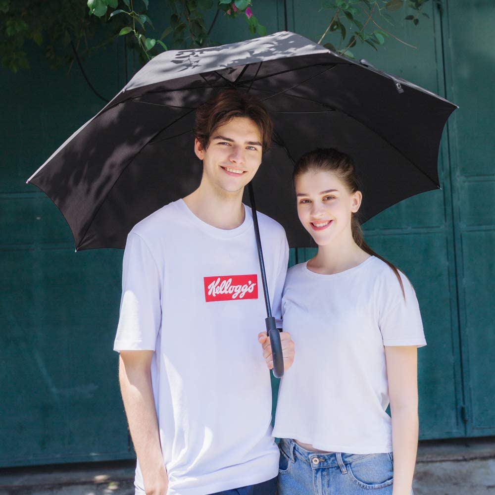 Custom Wedding Umbrellas Black Hook Handle Umbrella Windproof UPF 50+ j Stick U - Image 2