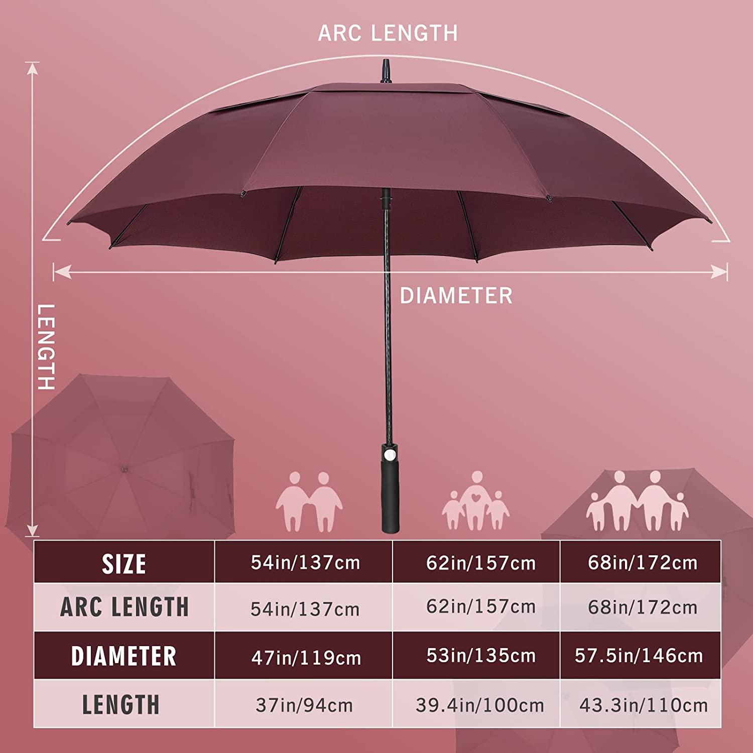 Logo parasol Umbrellas With Your Brand Golf Umbrella 54/62/68 Inch Large Windproof Umbrellas Automatic Open Oversize Ra - Image 2