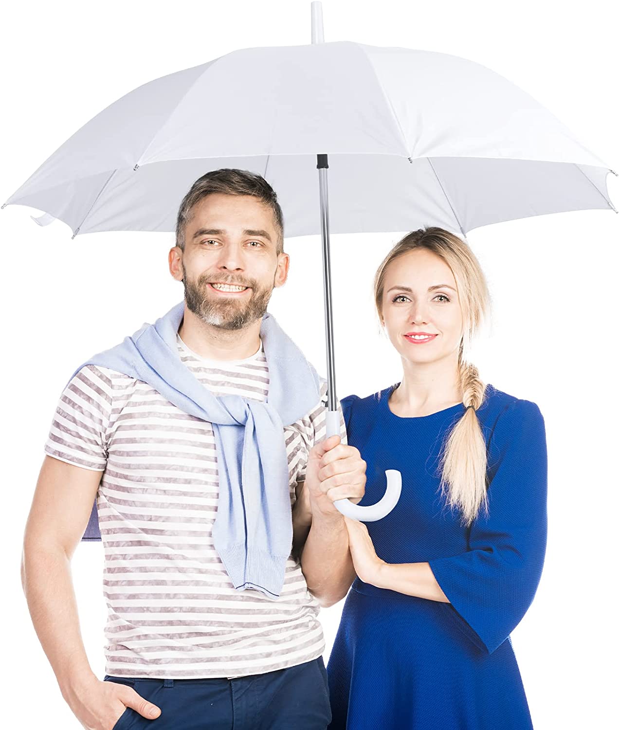 20 Pack Bulk Stick Umbrellas with J Hook Handle 47 inch Large Windproof Auto Ope