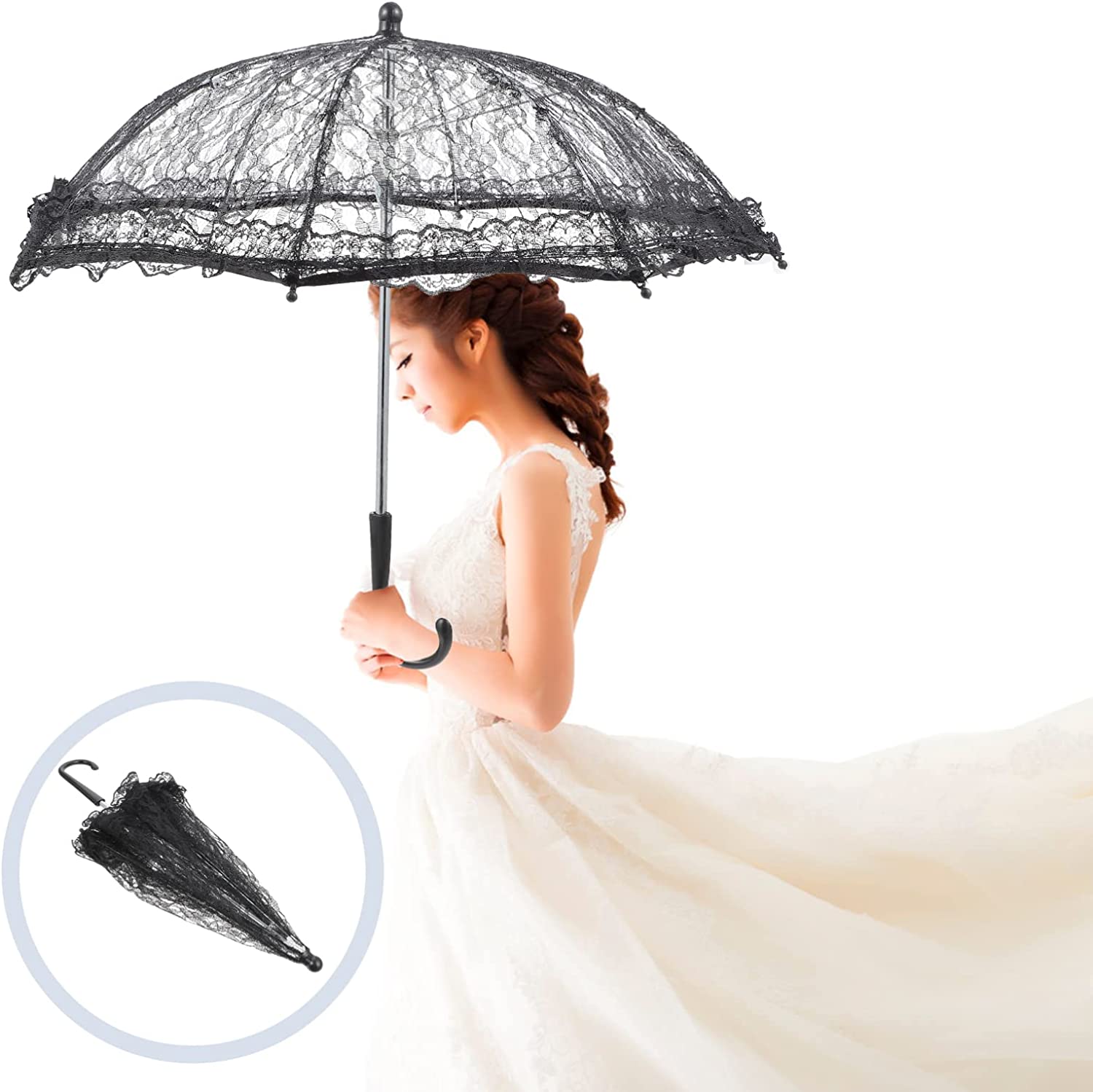 Custom Wedding Umbrellas White Umbrella Umbrella Parasol Vintage Wedding Bridal - Image 3