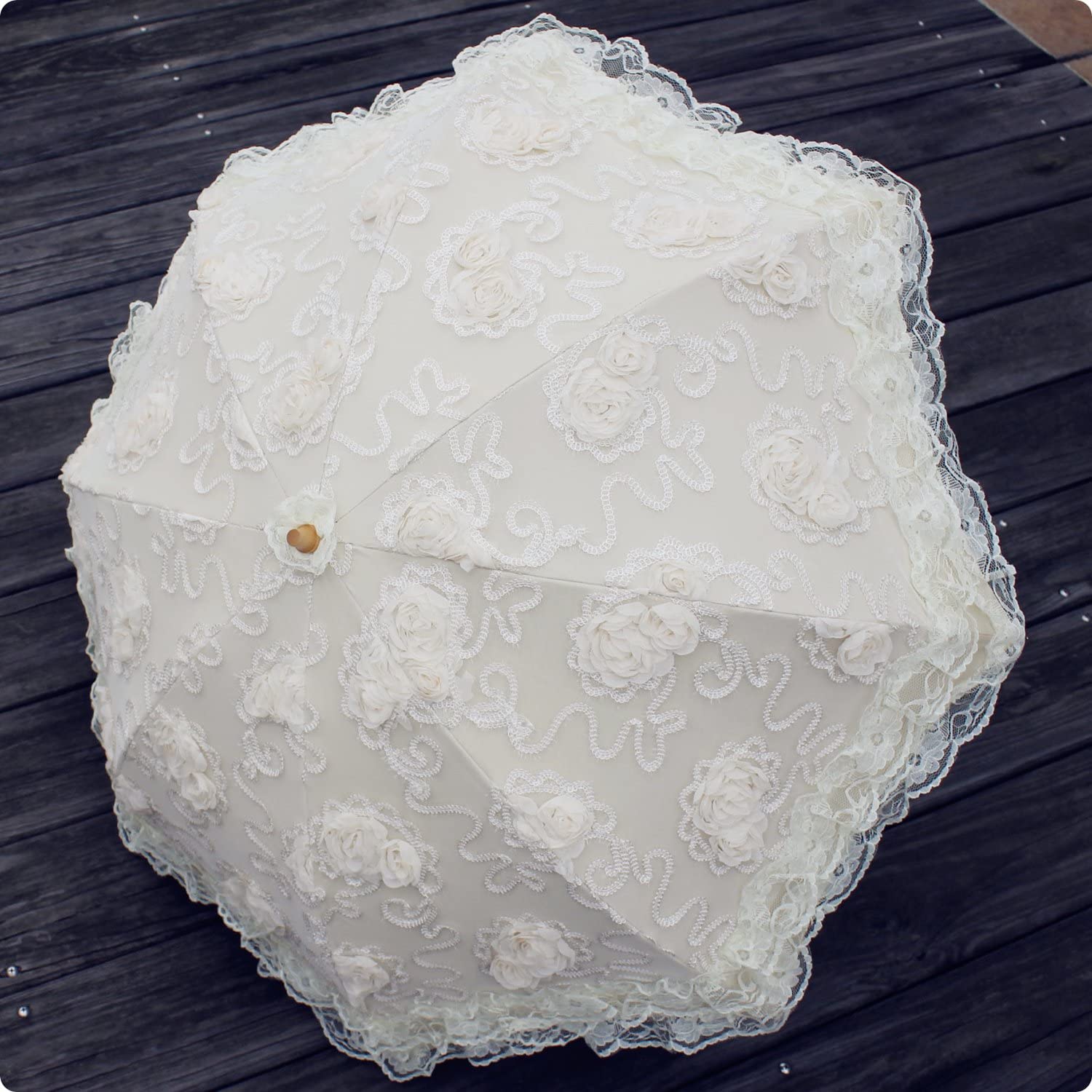 Custom Wedding Umbrellas Vintage Sun Umbrella 2 Folding Bridal Wedding Lace Para - Image 2