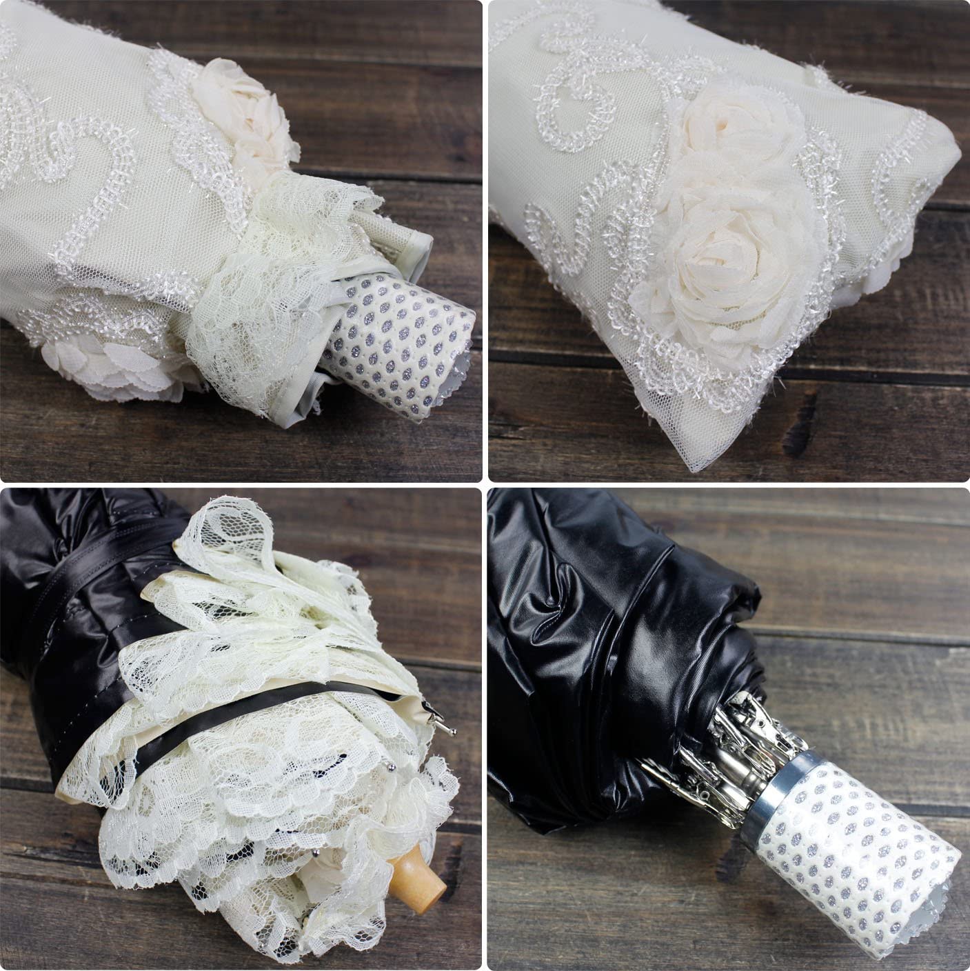 Custom Wedding Umbrellas Vintage Sun Umbrella 2 Folding Bridal Wedding Lace Para - Image 5