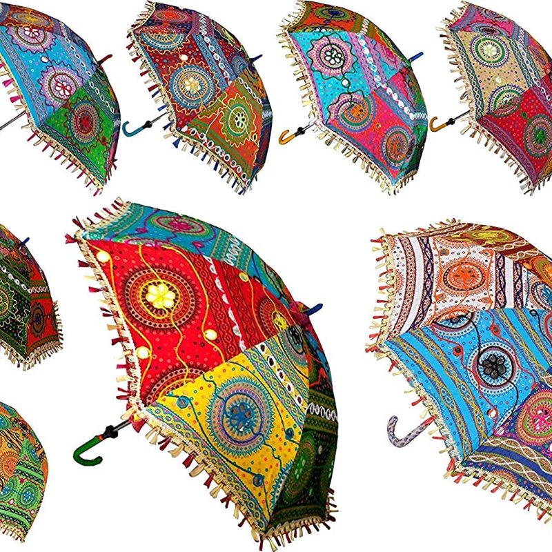 Custom Wedding Umbrellas Indian Decorative Handmade Designer Cotton Fashion Mult
