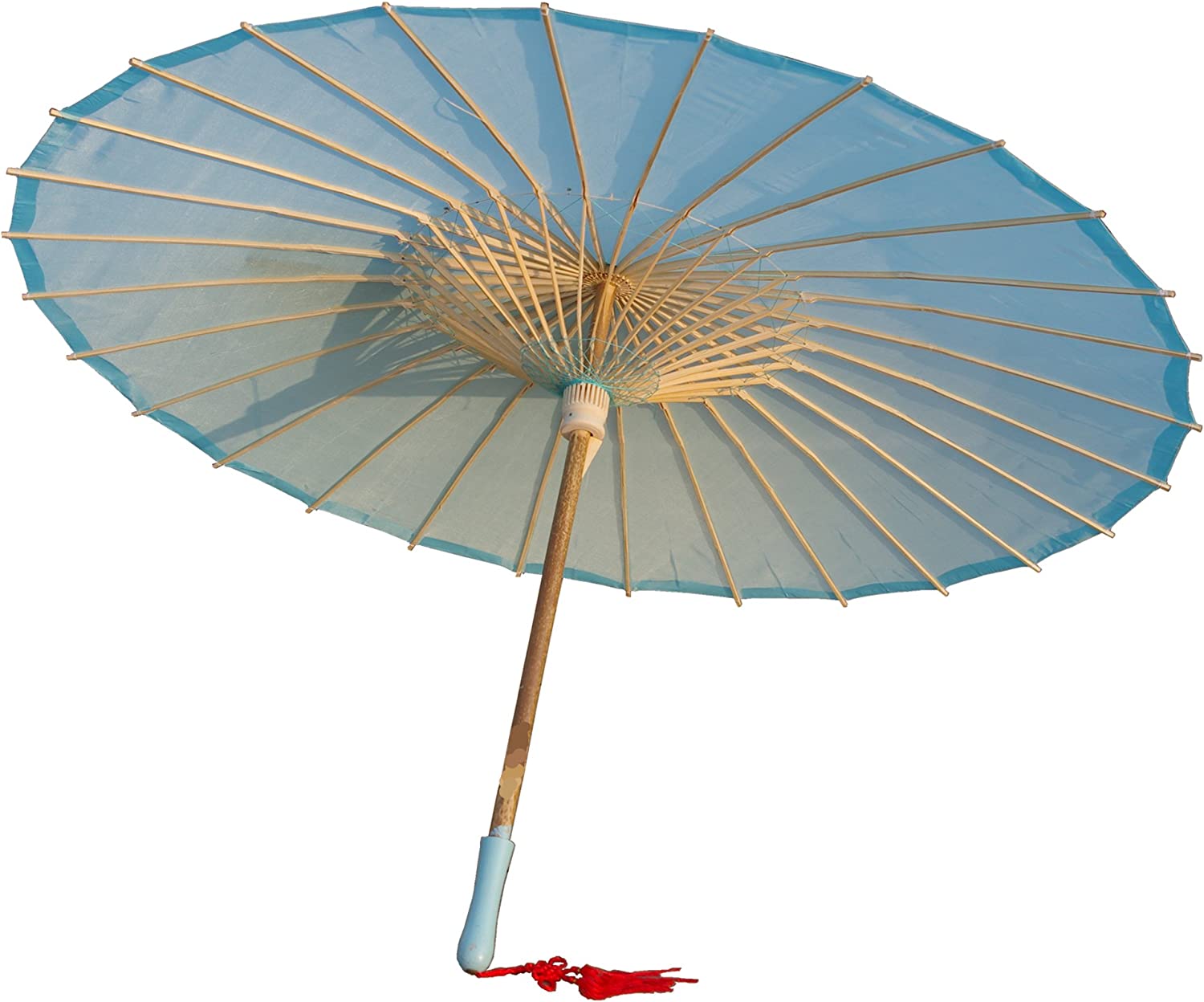 Logo parasol Umbrellas With Your Brand Plain Bamboo Cloth Parasol Umbrella Great for Wedding Party Favor (Light Blue)