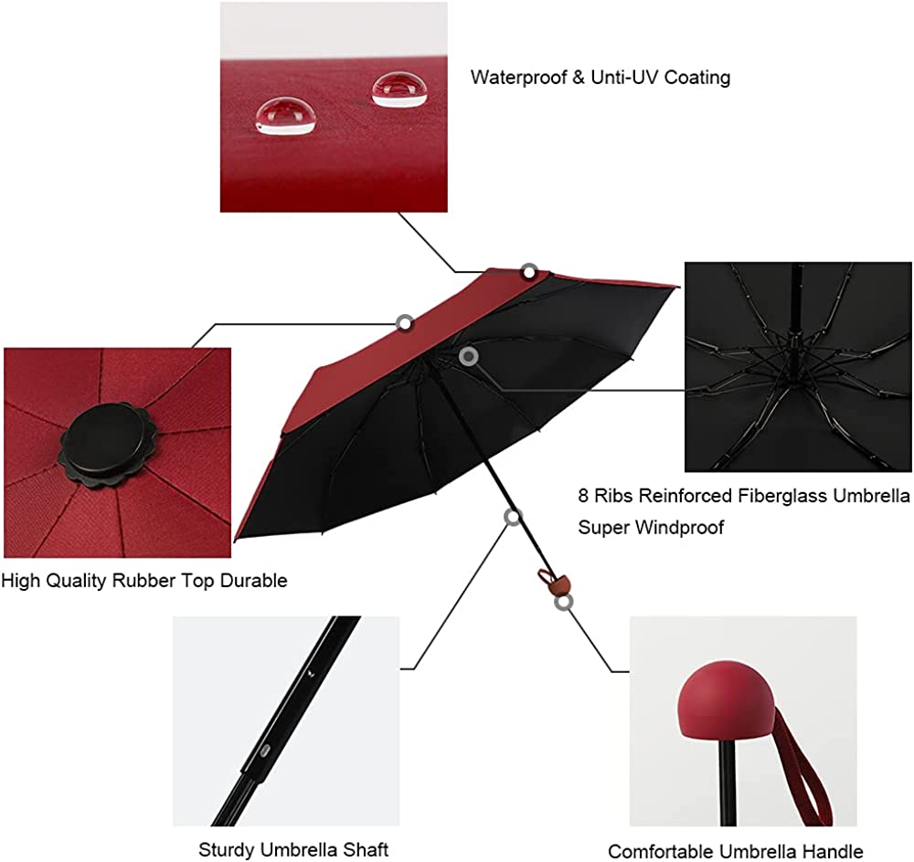 Custom Wedding Umbrellas Mini Windproof Folding Travel Umbrella Sun & Rain Umbr - Image 4