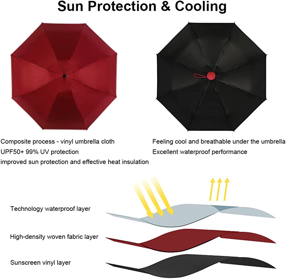 Custom Wedding Umbrellas Mini Windproof Folding Travel Umbrella Sun & Rain Umbr - Image 5