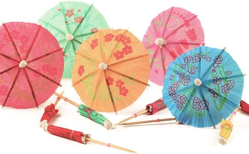 Cocktail Parasol Drink Umbrellas -Box of 144- Tropical Style