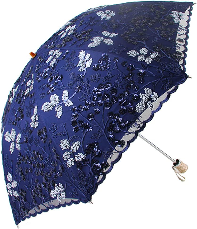 Custom Wedding Umbrellas Vintage Lace UV Sun Parasol Folding 3D Flower Embroider