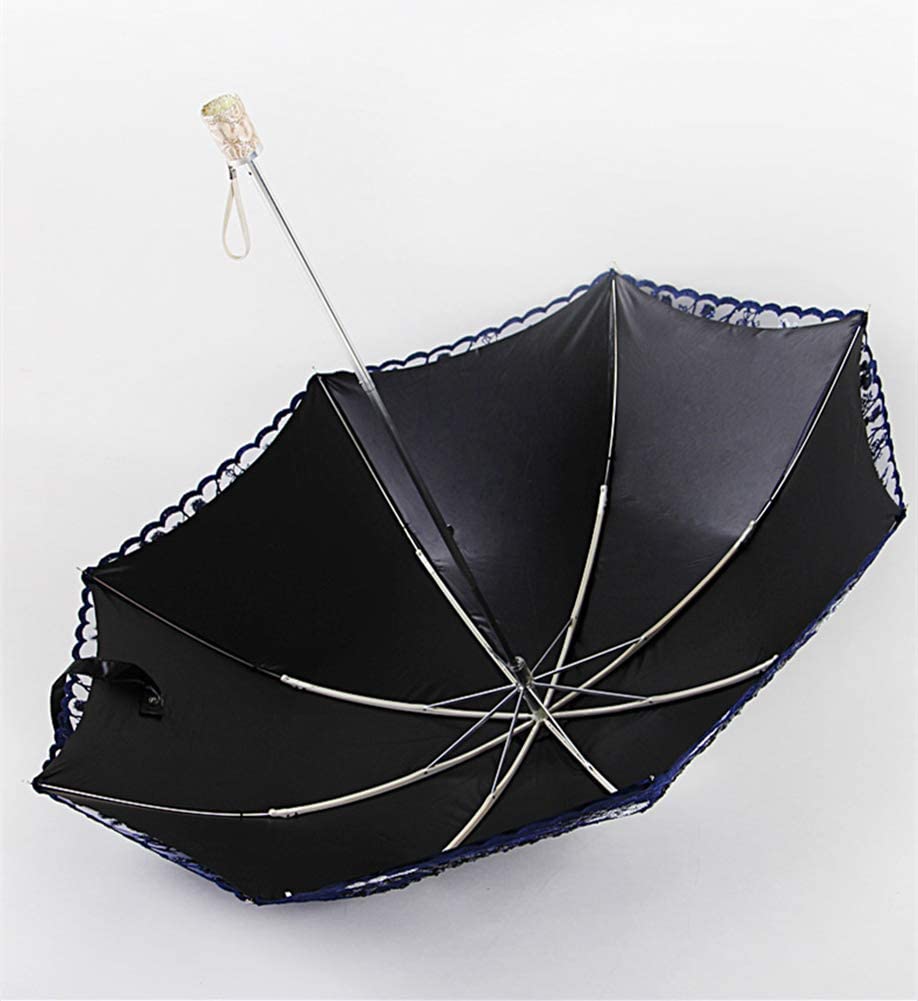 Custom Wedding Umbrellas Vintage Lace UV Sun Parasol Folding 3D Flower Embroider - Image 2