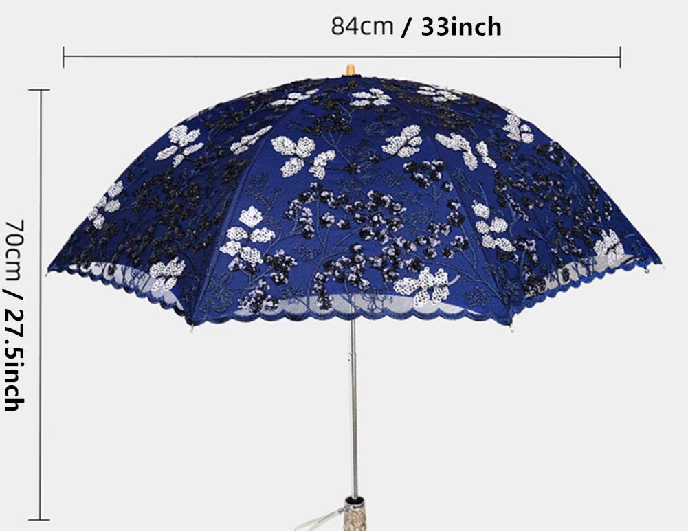 Custom Wedding Umbrellas Vintage Lace UV Sun Parasol Folding 3D Flower Embroider - Image 7