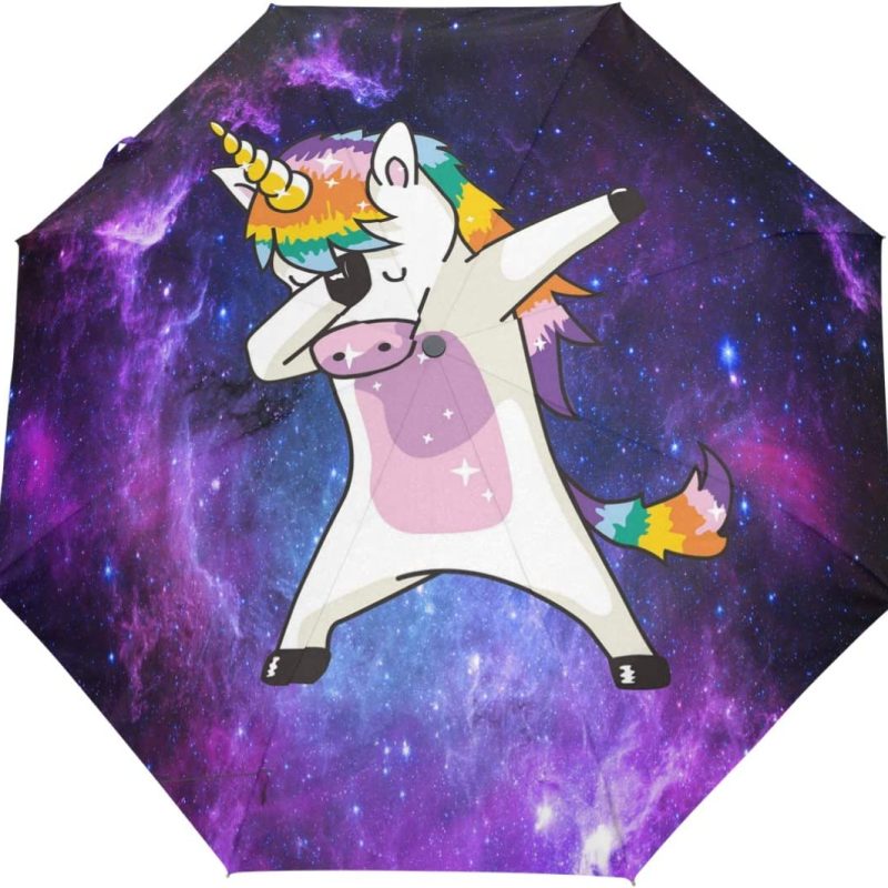 Logo parasol Umbrellas With Your Brand Funny Dabbing Unicorn Umbrella Galaxy Nebula Umbrella Auto Open Close Rainbow Sta