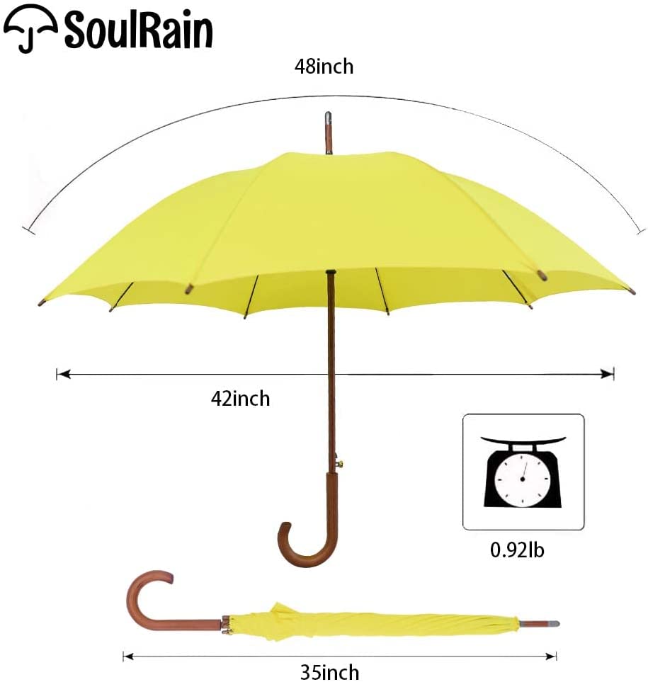 Custom Wedding Umbrellas 48 Arc Classic Wood Handle Umbrella Auto Open Windproo" - Image 4