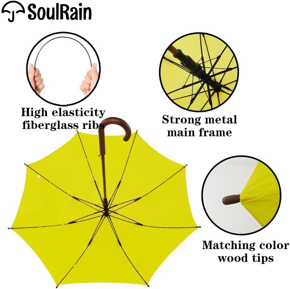 Custom Wedding Umbrellas 48 Arc Classic Wood Handle Umbrella Auto Open Windproo" - Image 6