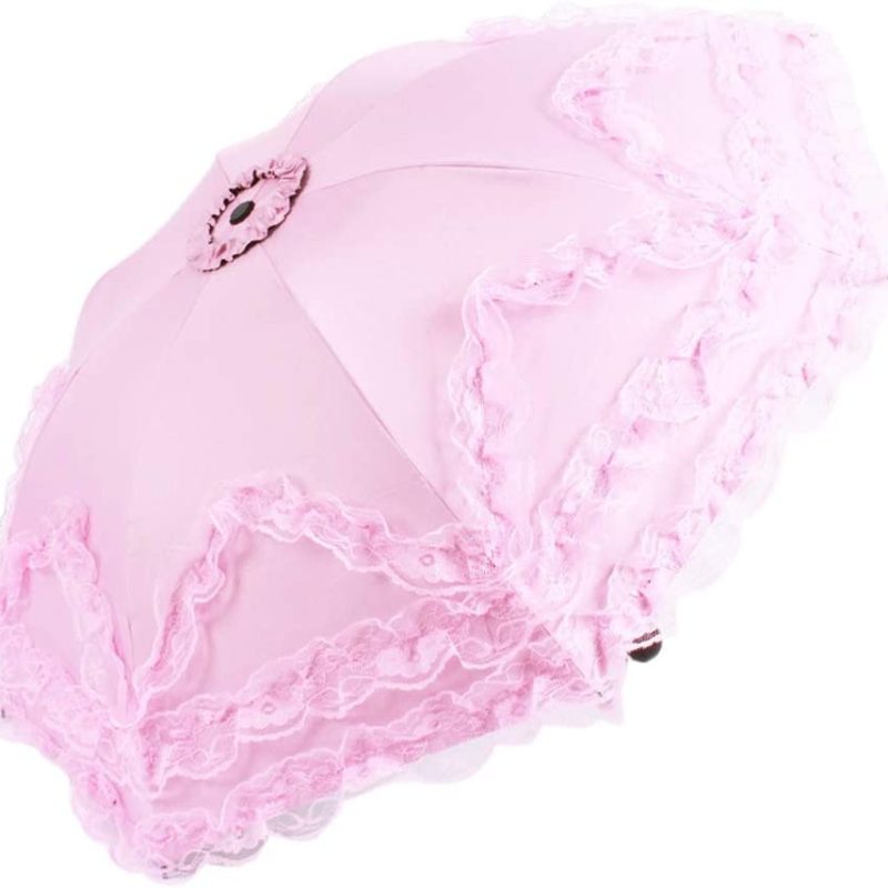 Logo parasol Umbrellas With Your Brand Princess Lace Parasol Folding Sunny and Rainy Decoration Umbrella N002-Pink