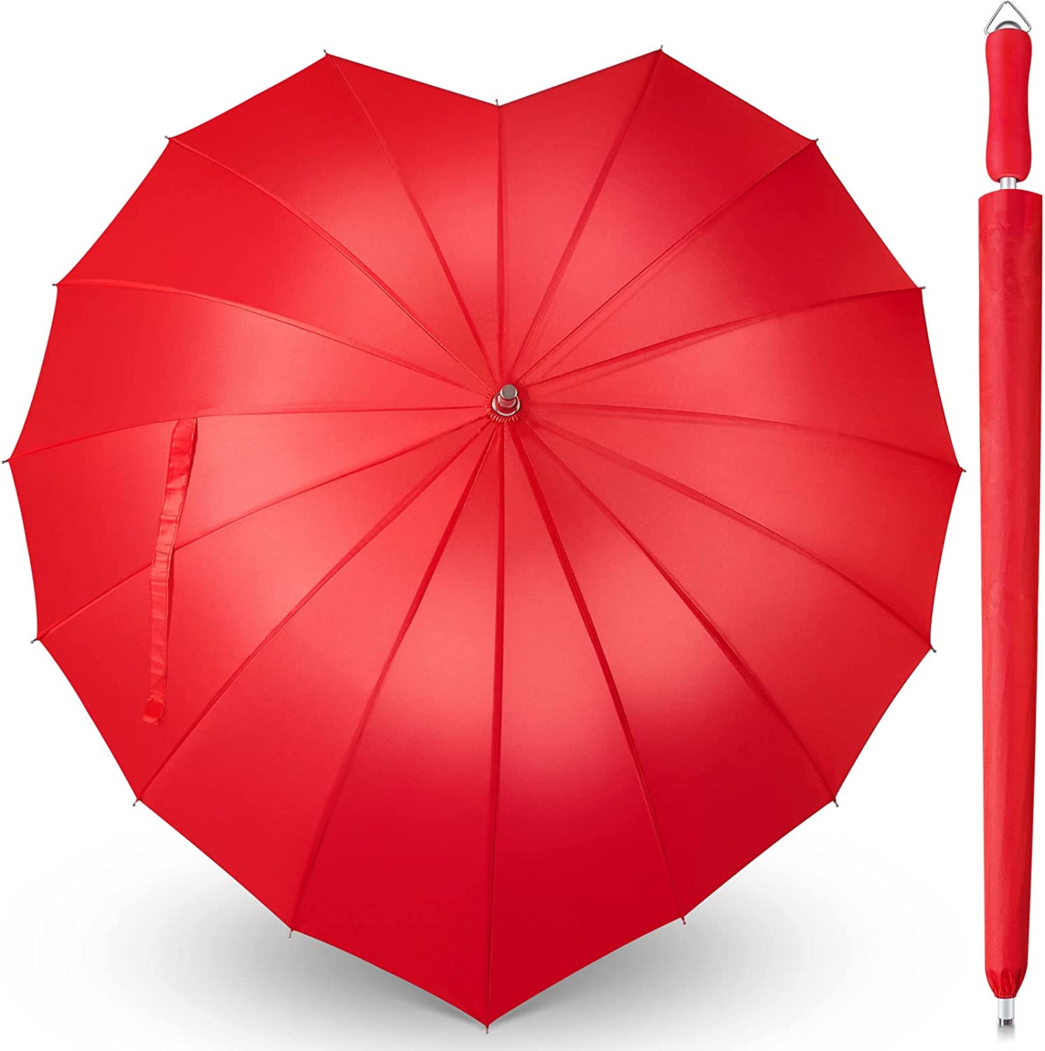 2 Pcs Forever Love Parasol Red Heart Shaped Girls Umbrella Large Cute Umbrella f
