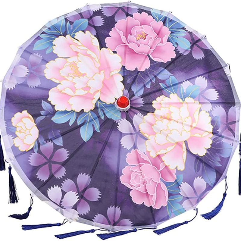 Logo parasol Umbrellas With Your Brand 22.8'' Handmade Oiled Paper Umbrella Solid Wood Chinese Style Silk Fabric Decorat