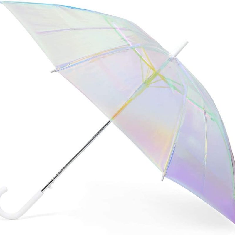 Logo parasol Umbrellas With Your Brand Holographic 46 Wide Umbrella - Clear Holo Iridescent - Fashionable  Durable  Win"