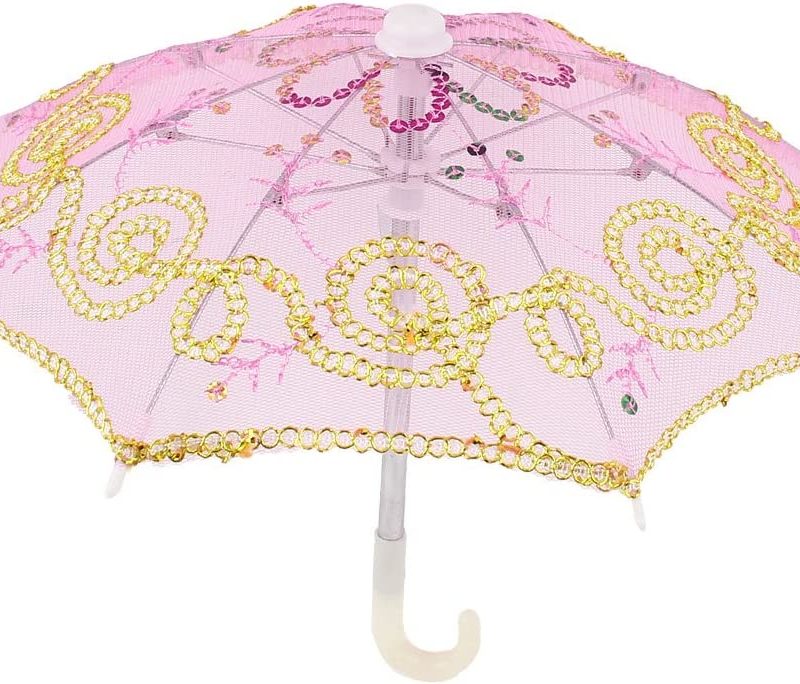Qtqgoitem Handmade Wedding Party Sequin Ornament Lace Mini Parasol Umbrella Pink (Model: 380 52d 734 a36 4a6)