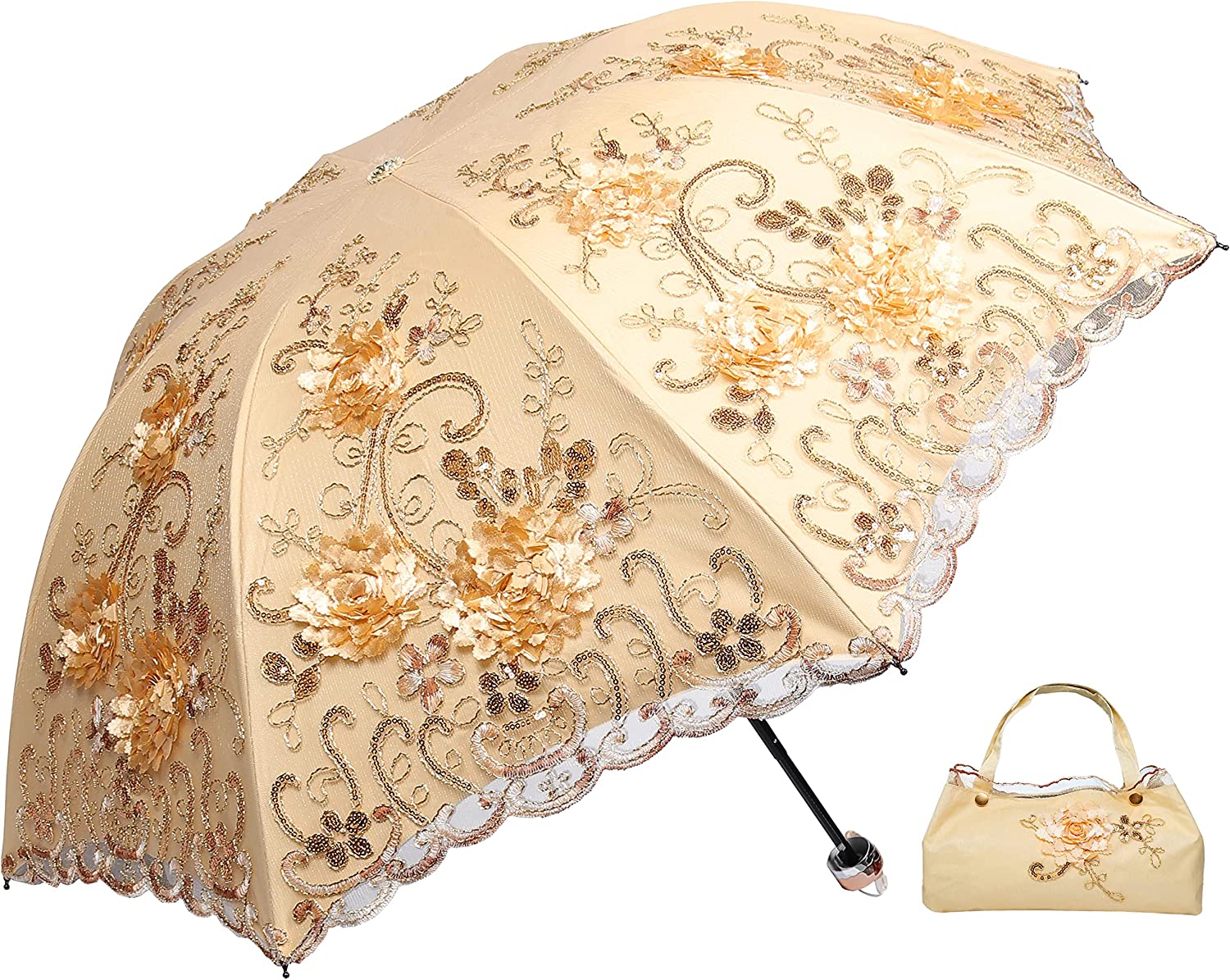 Custom Wedding Umbrellas UPF50+ Folding Umbrella Sun&Rain Wedding Umbrella Paras