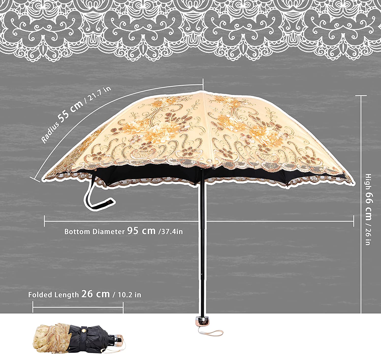 Custom Wedding Umbrellas UPF50+ Folding Umbrella Sun&Rain Wedding Umbrella Paras - Image 4