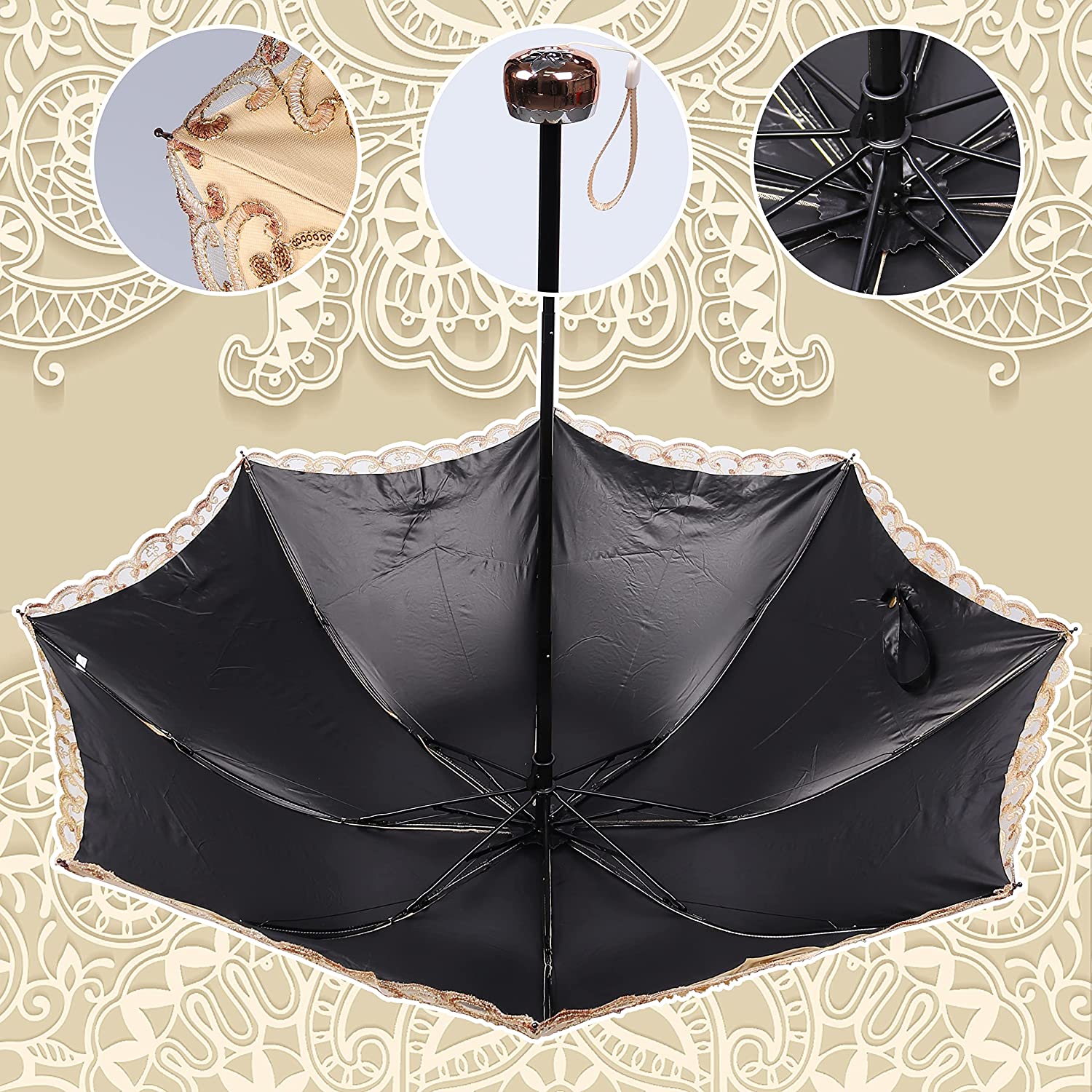 Custom Wedding Umbrellas UPF50+ Folding Umbrella Sun&Rain Wedding Umbrella Paras - Image 5