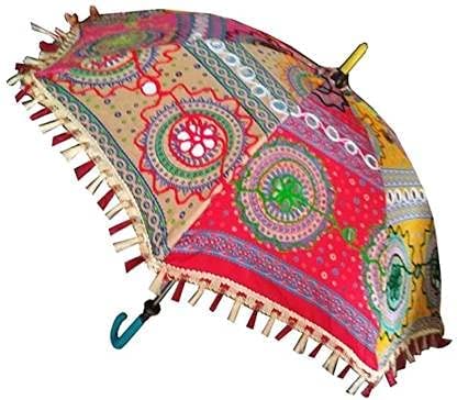 Diwali Gift Design/ Sun Protection Rajasthani Umbrella Handicraft Walking Stick - Image 2