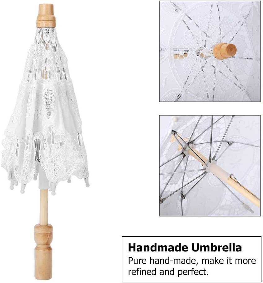 Custom Wedding Umbrellas White Lace Parasol Umbrella White Bridal Umbrella Vict - Image 4
