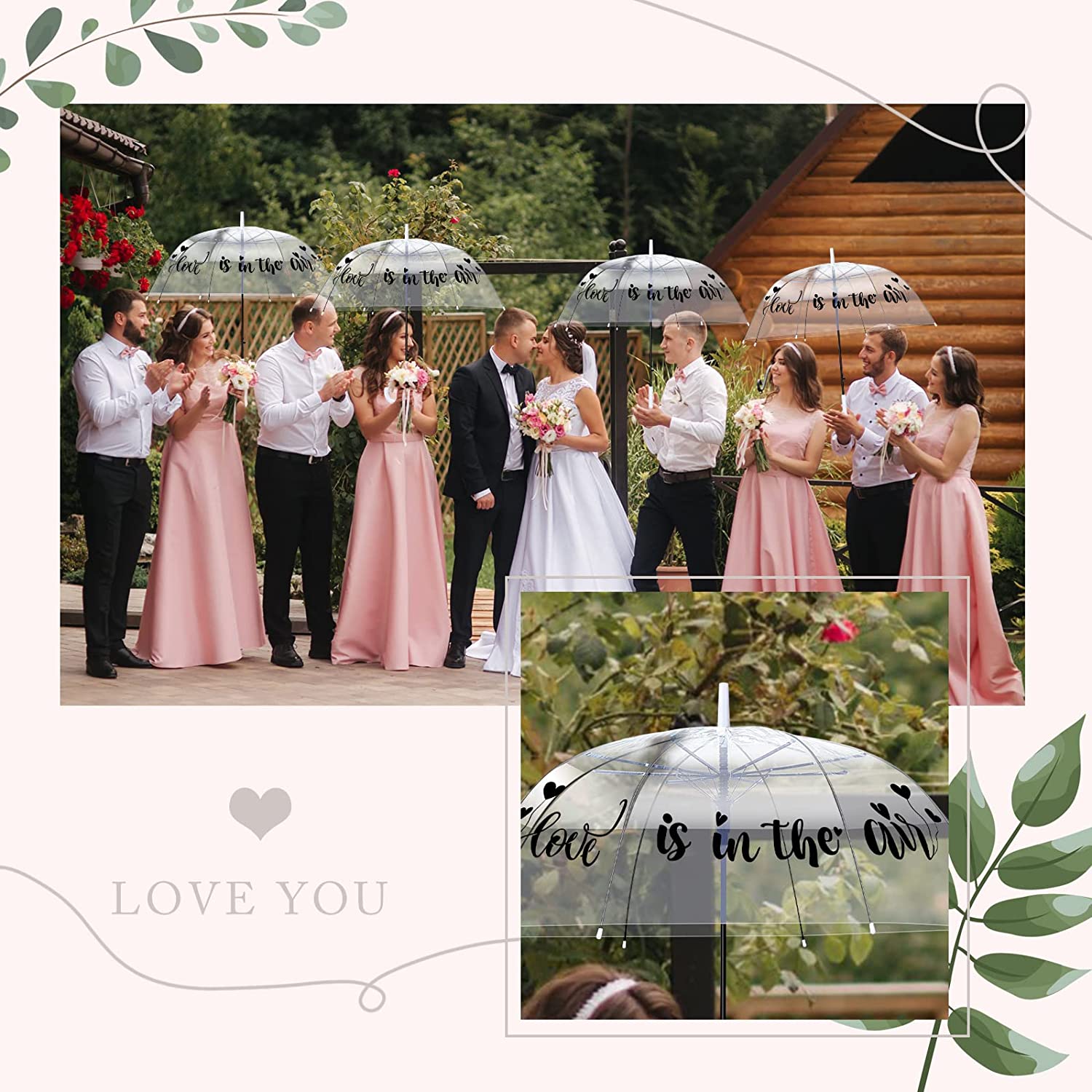 Custom Wedding Umbrellas 7 Pcs Clear Wedding Dome Umbrella Bulk Love Is in The A - Image 6
