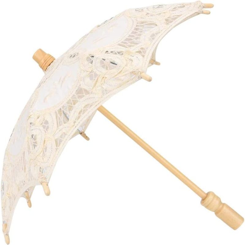 Logo parasol Umbrellas With Your Brand Bridal Umbrella Handmade Cotton Lace Parasol Umbrella with Wooden Handle for Wedd