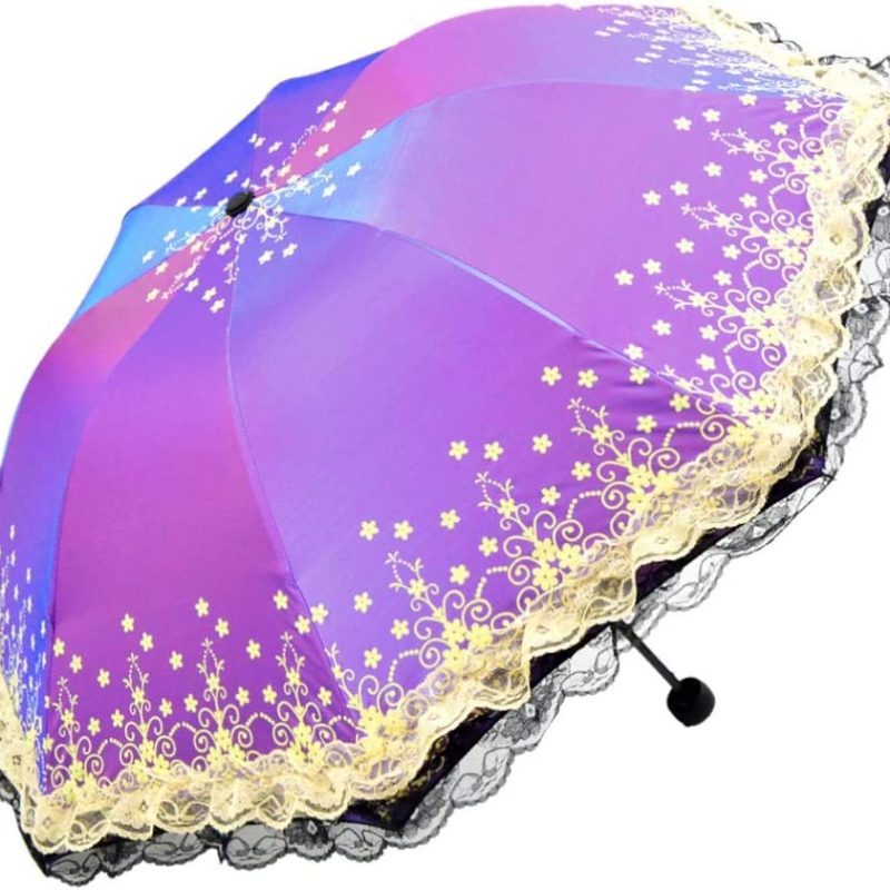 Logo parasol Umbrellas With Your Brand Shining Lace Umbrella 3 Folding Sunny and Rainy Anti-uv Party Parasol Rosy