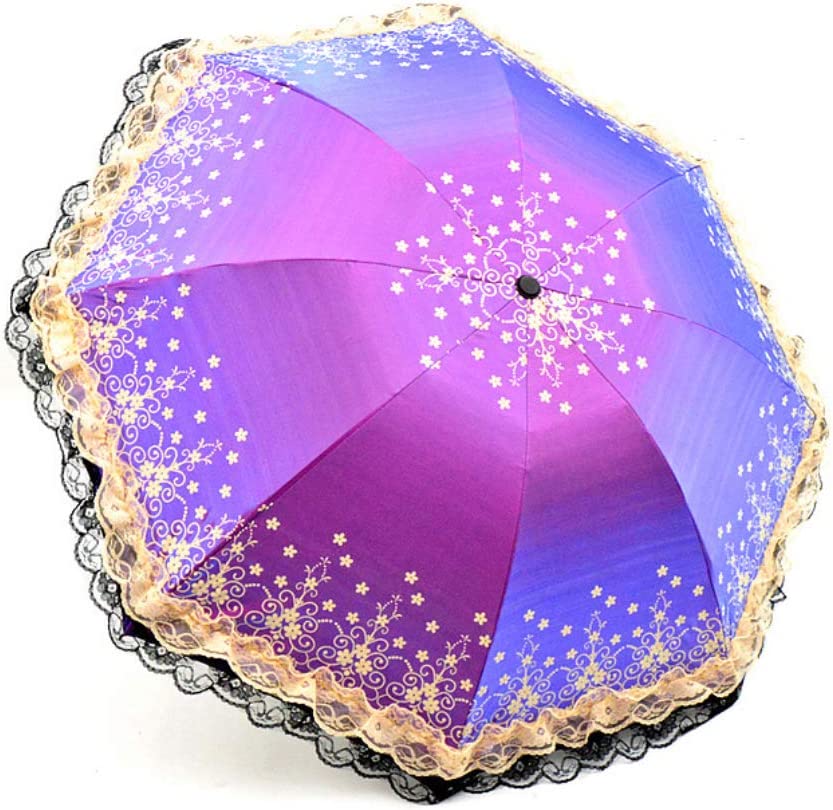 Logo parasol Umbrellas With Your Brand Shining Lace Umbrella 3 Folding Sunny and Rainy Anti-uv Party Parasol Rosy - Image 2