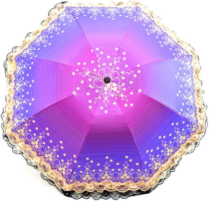 Logo parasol Umbrellas With Your Brand Shining Lace Umbrella 3 Folding Sunny and Rainy Anti-uv Party Parasol Rosy - Image 3