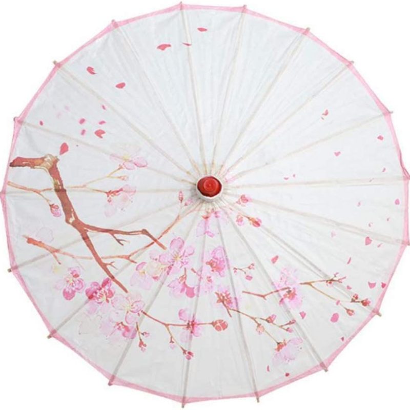 Handmade Chinese Umbrella Parasol DIY Paper Umbrellas  Classical Silk Cloth Umbrella with Plum Blossoms Painting  Dancin