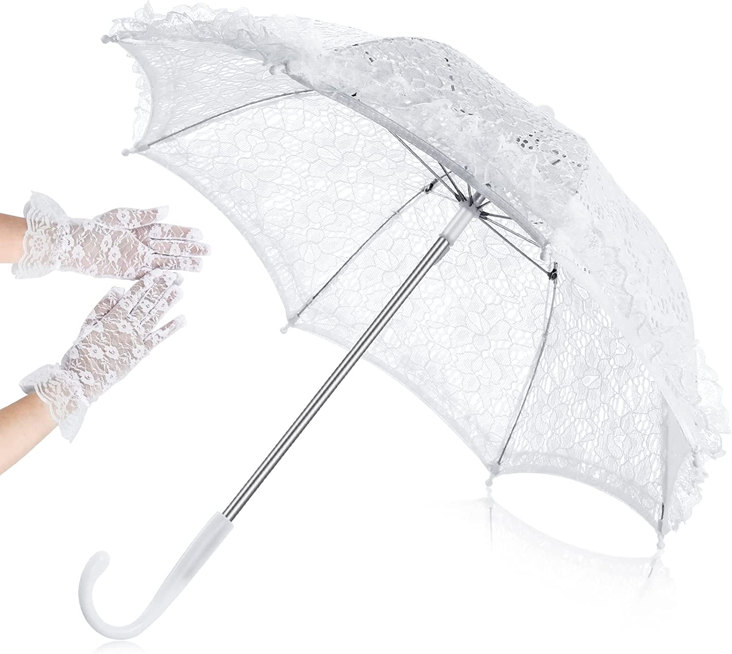Custom Wedding Umbrellas White Lace Parasol Umbrella Wedding Bridal Flowers Embr