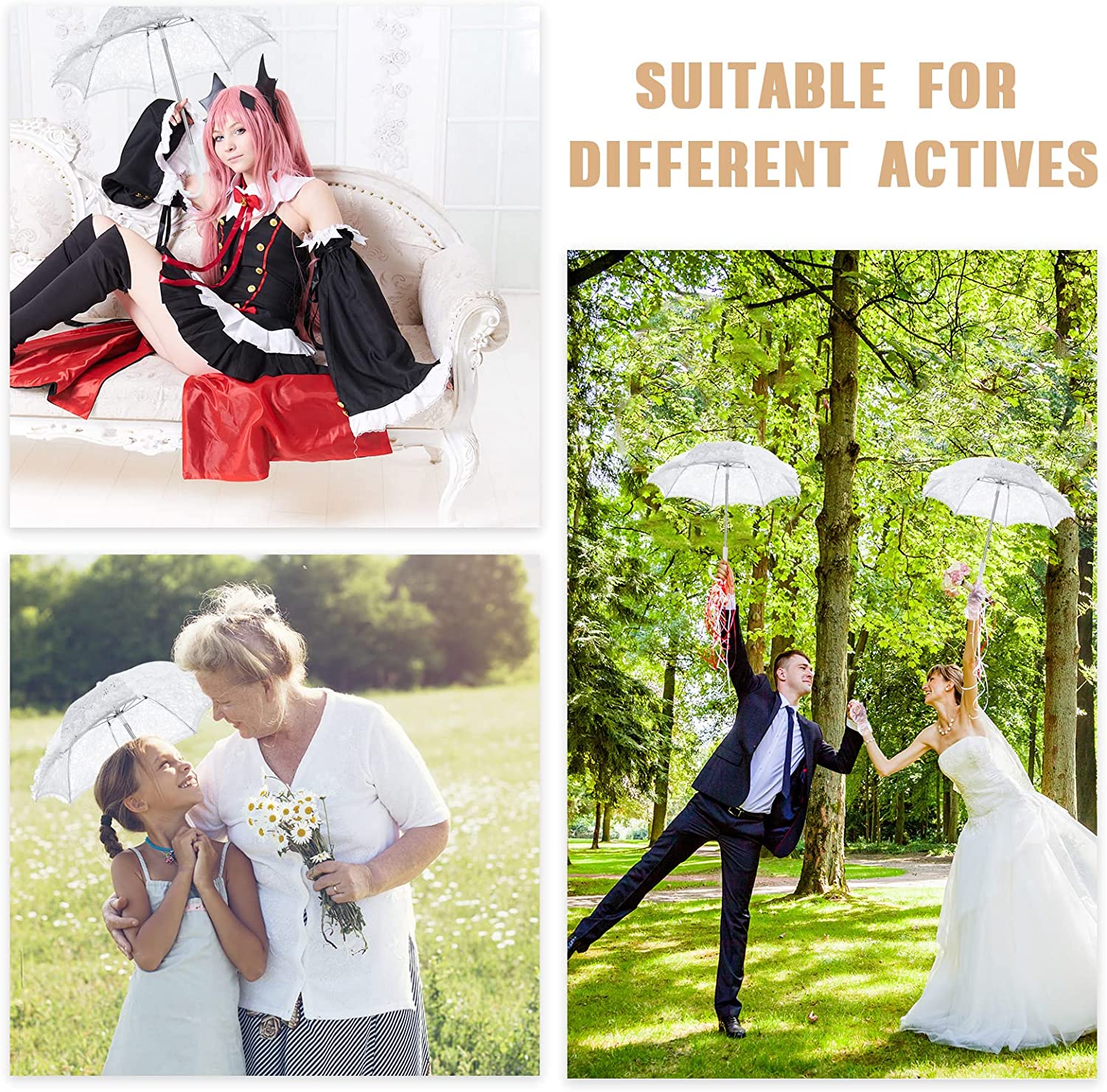 Custom Wedding Umbrellas White Lace Parasol Umbrella Wedding Bridal Flowers Embr - Image 6