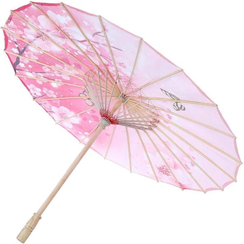 Oiled Paper Umbrella  Paper Umbrellas Decorations  Windproof Women Handmade Chinese Classical Dance Parasol (Pink)