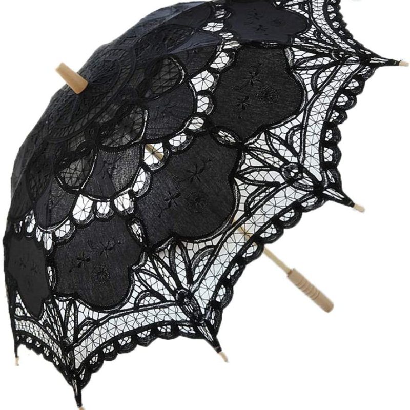 Logo parasol Umbrellas With Your Brand Black Lace Parasol Umbrella Wedding Bride Decoration Gothic Umbrella