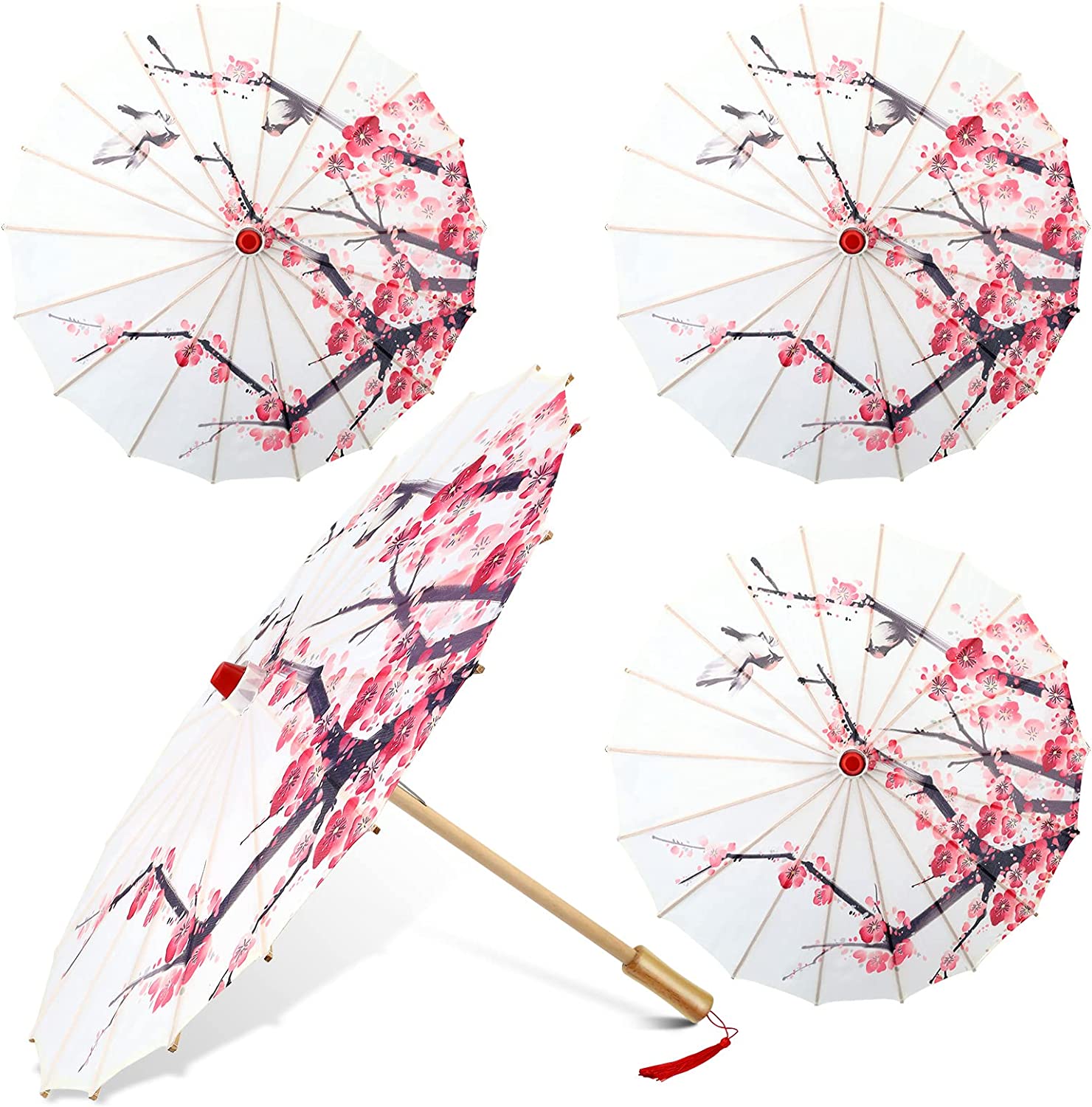 4 Pcs 22'' Oiled Paper Umbrella Chinese Classical Plum Blossom Paper Umbrella Parasol Art Dance Japanese Umbrella for We