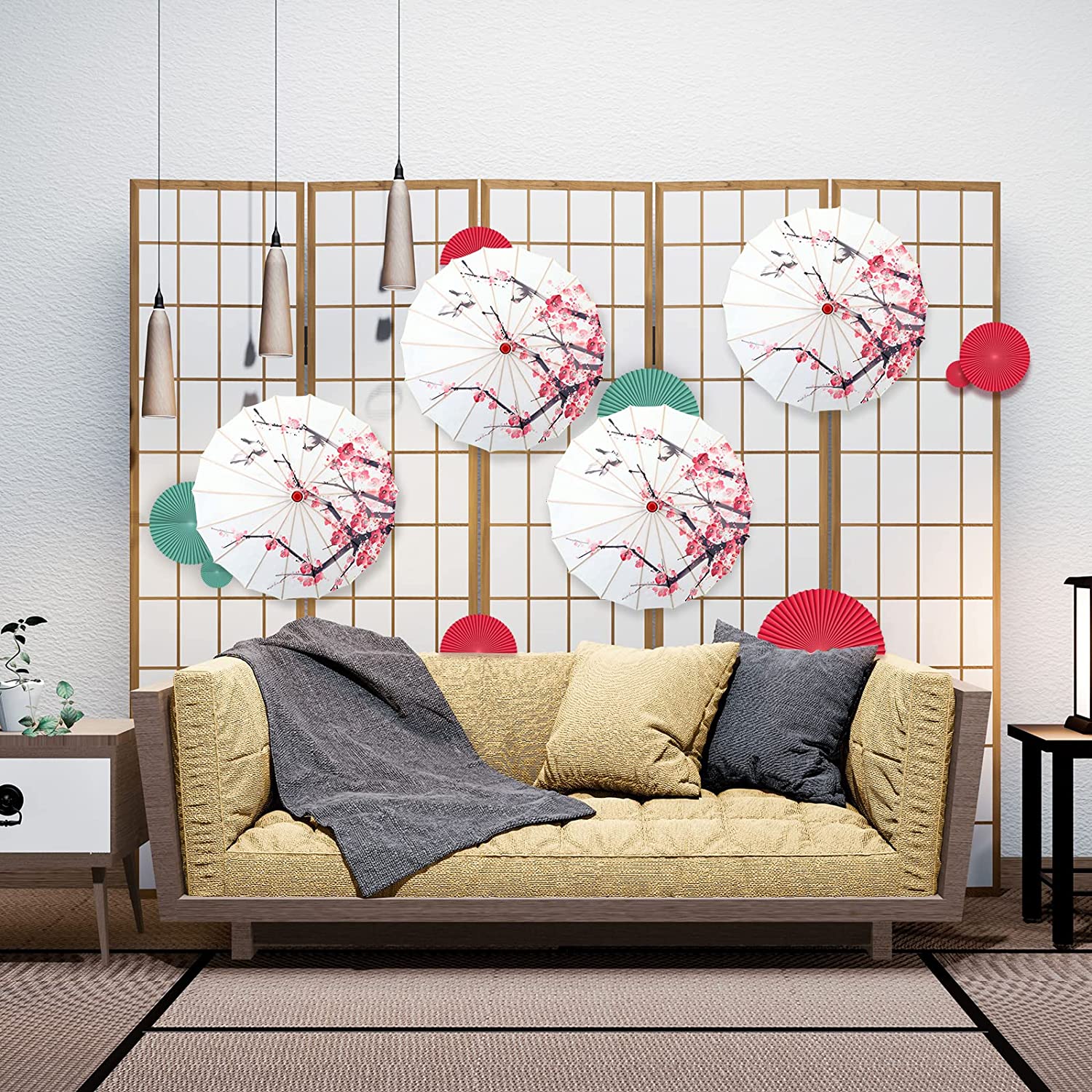 4 Pcs 22'' Oiled Paper Umbrella Chinese Classical Plum Blossom Paper Umbrella Parasol Art Dance Japanese Umbrella for We - Image 5