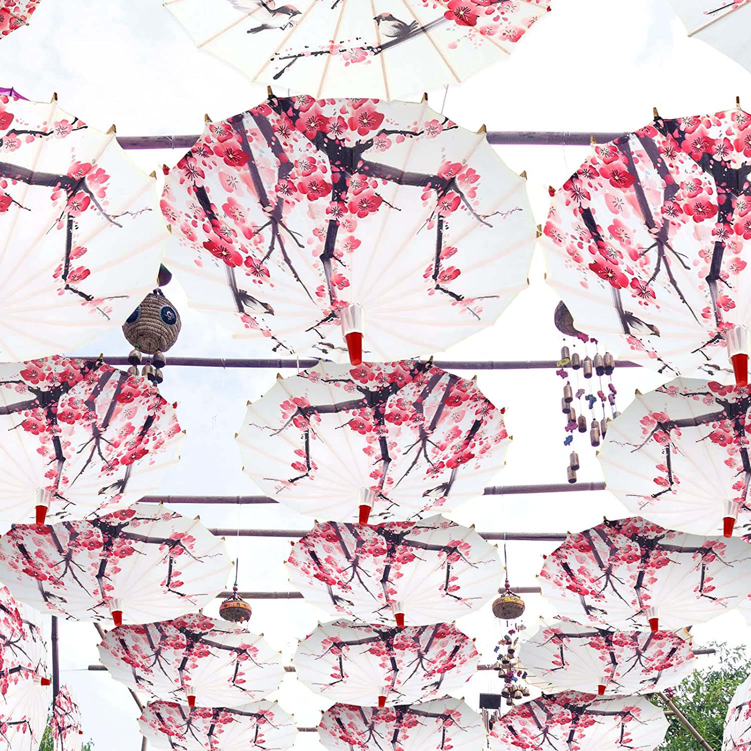 4 Pcs 22'' Oiled Paper Umbrella Chinese Classical Plum Blossom Paper Umbrella Parasol Art Dance Japanese Umbrella for We - Image 6