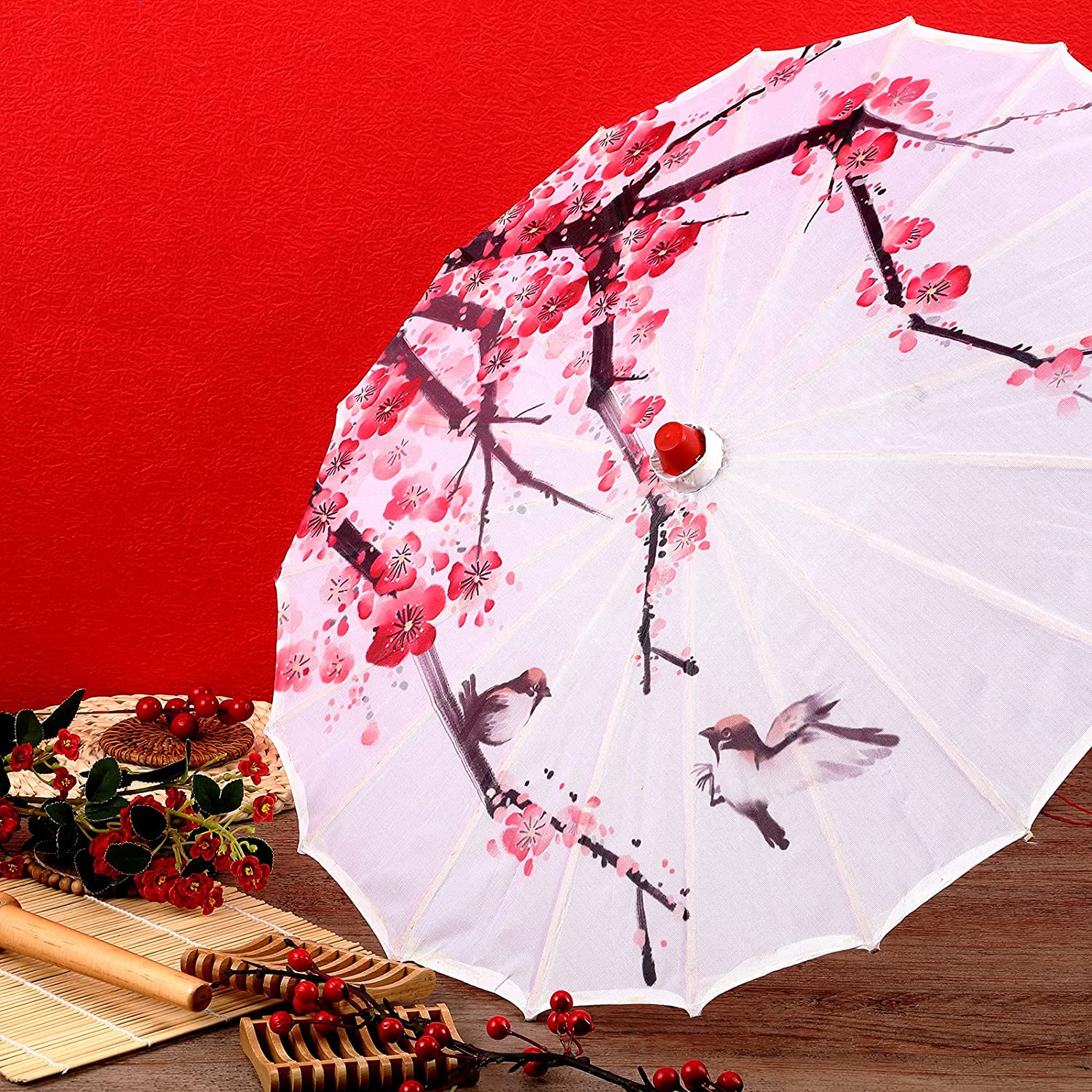 4 Pcs 22'' Oiled Paper Umbrella Chinese Classical Plum Blossom Paper Umbrella Parasol Art Dance Japanese Umbrella for We - Image 7