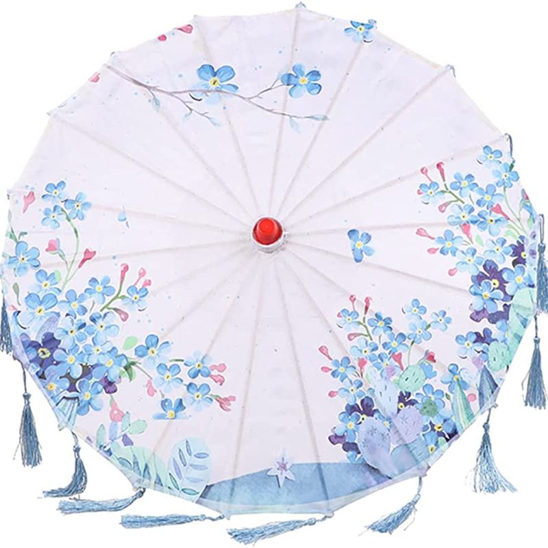 Logo parasol Umbrellas With Your Brand 22.8'' Handmade Oiled Paper Umbrella Solid Wood Chinese Style Silk Fabric Decorat