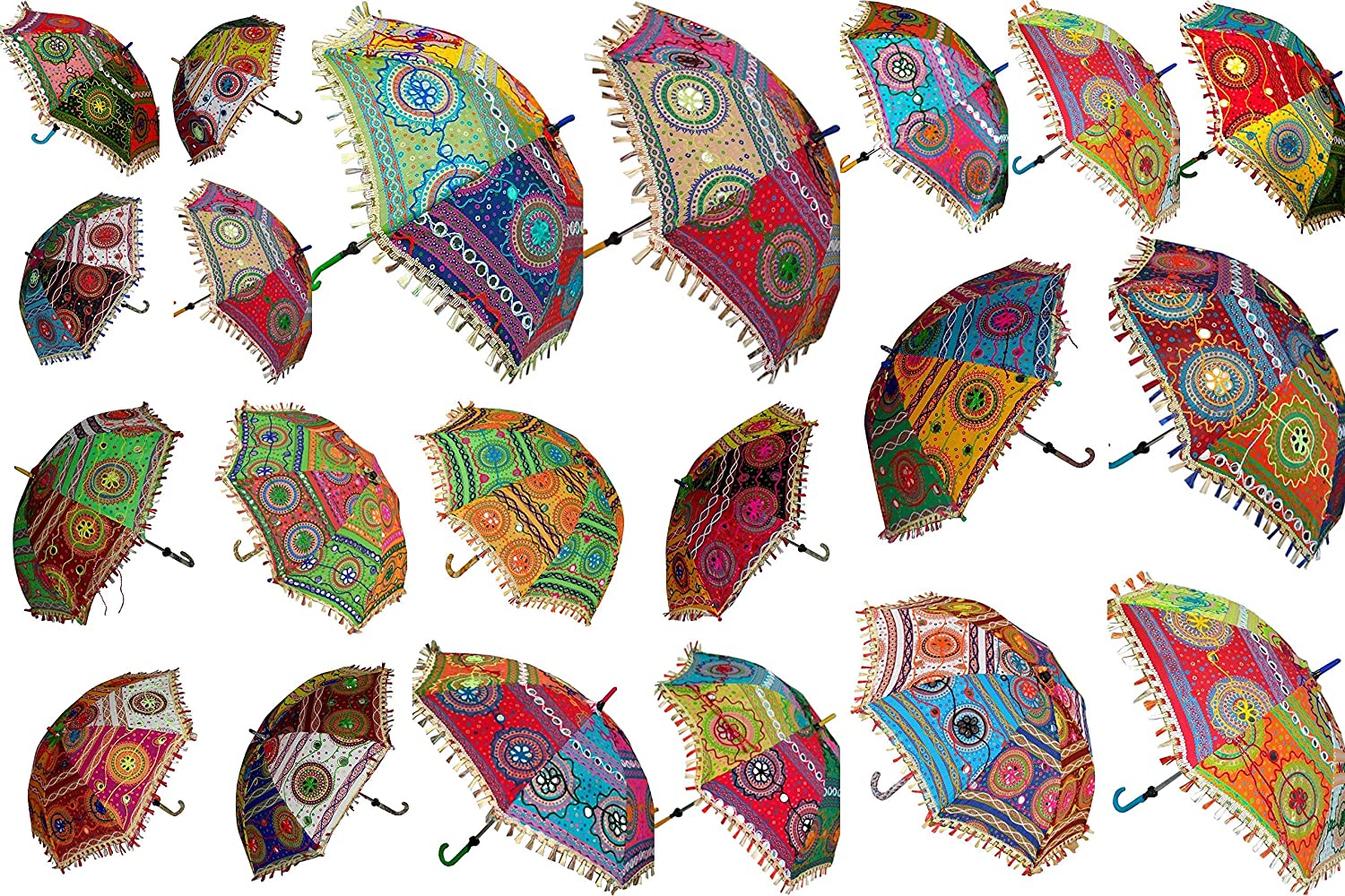 15 Pcs Mix Lot Indian Wedding Umbrella Handmade Embroidery Umbrella Decorations