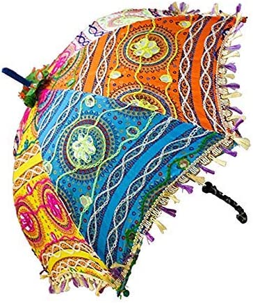 15 Pcs Mix Lot Indian Wedding Umbrella Handmade Embroidery Umbrella Decorations - Image 2