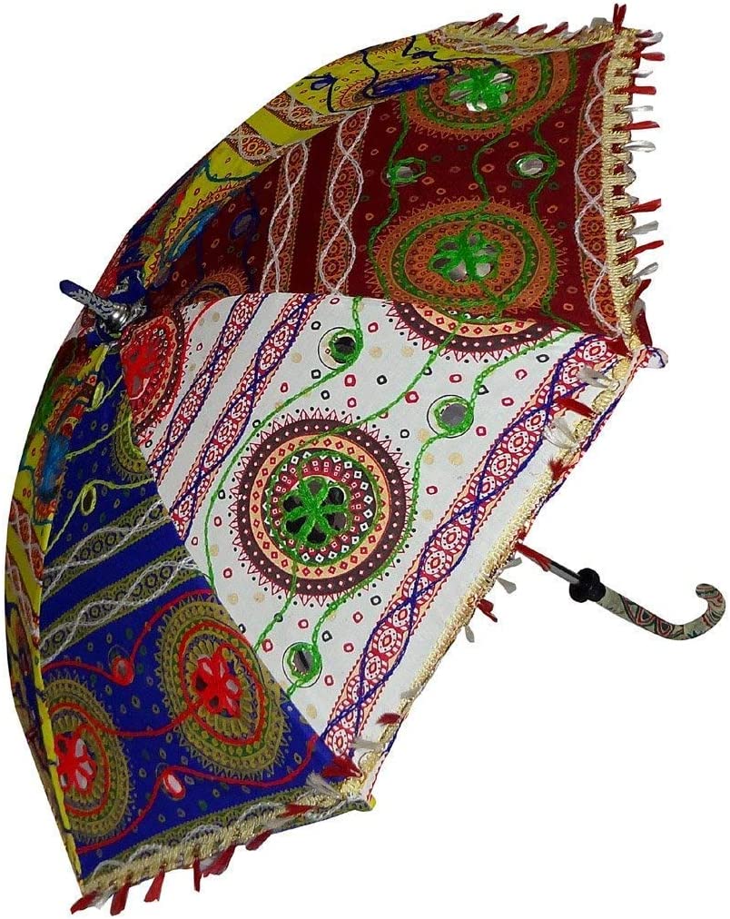 15 Pcs Mix Lot Indian Wedding Umbrella Handmade Embroidery Umbrella Decorations - Image 3