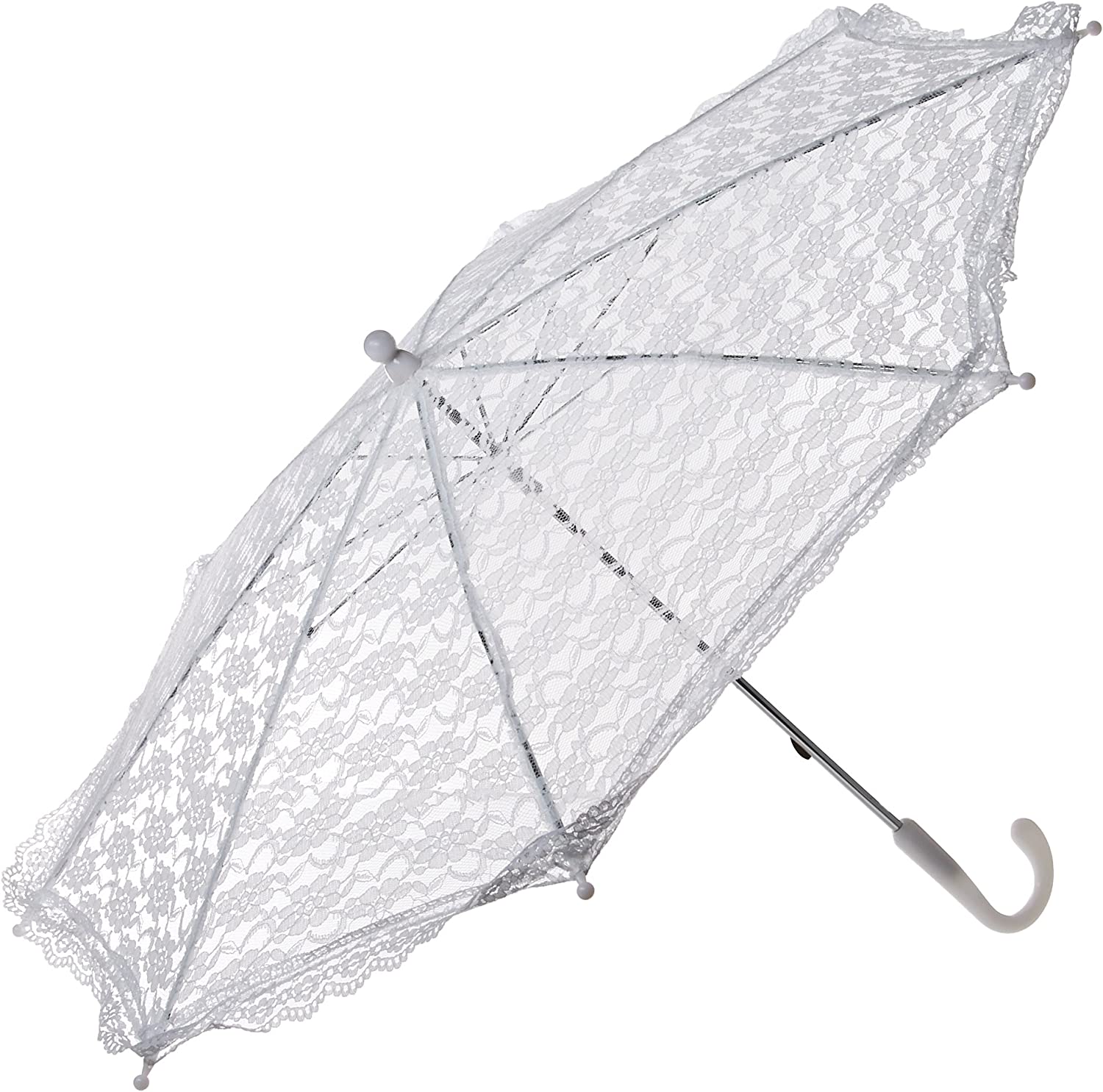 Custom Wedding Umbrellas 35058-1 Lace Embroidered Parasol 32-Inch White